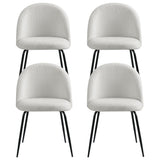 Artiss Dining Chairs Set of 4 Sherpa Boucle White