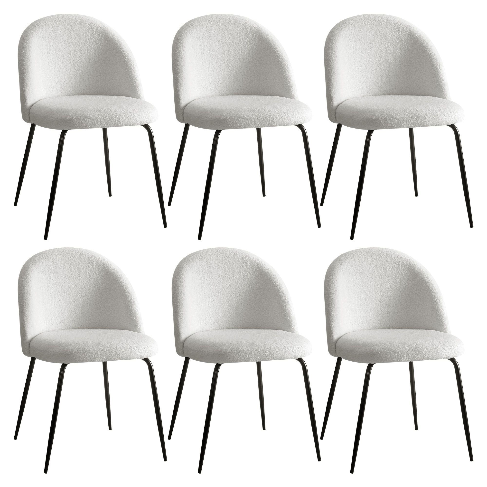Artiss Dining Chairs Set of 6 Sherpa Boucle White