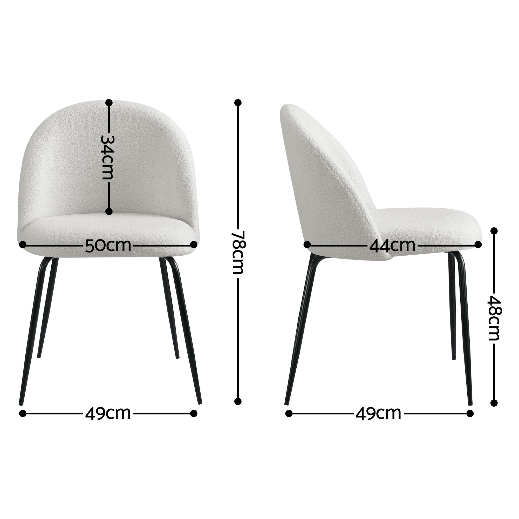 Artiss Dining Chairs Set of 6 Sherpa Boucle White