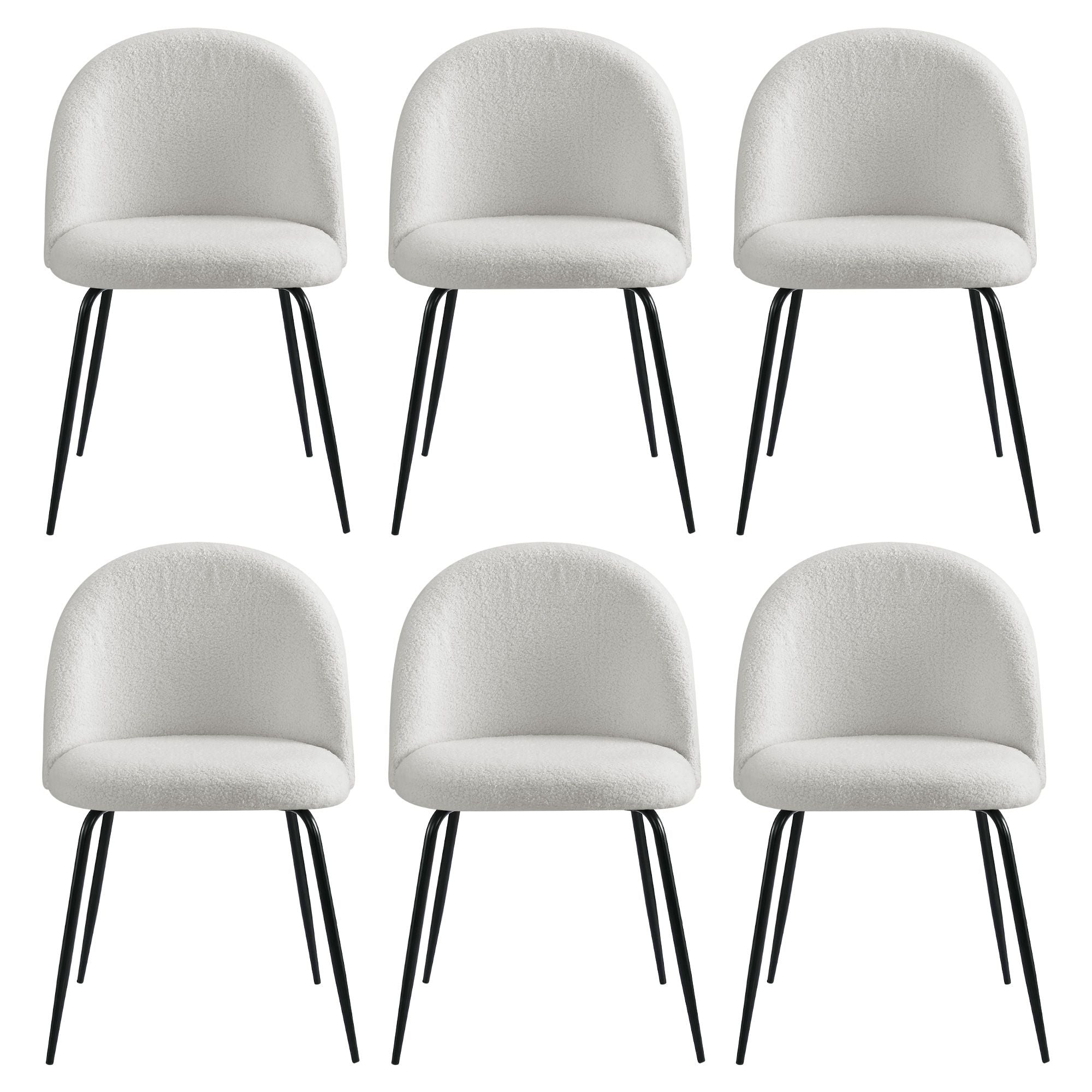 Artiss Dining Chairs Set of 6 Sherpa Boucle White