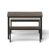 Dining Set: Artiss Dining Table and Chairs Set 3PCS Kitchen Metal Desk Bench Dark Walnut