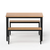Dining Set: Artiss Dining Table and Chairs Set 3PCS Kitchen Metal Desk Bench Natural Oak