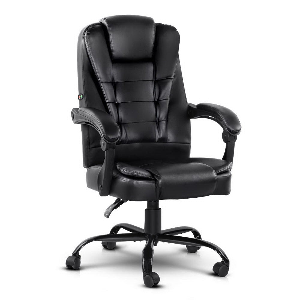 Massage Chairs: Artiss Massage Office Chair Executive Computer Gaming Chairs Black PU Leather