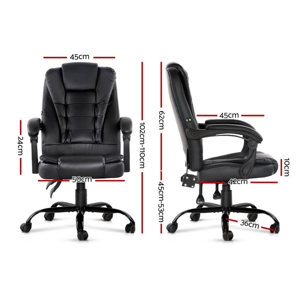 Massage Chairs: Artiss Massage Office Chair Executive Computer Gaming Chairs Black PU Leather