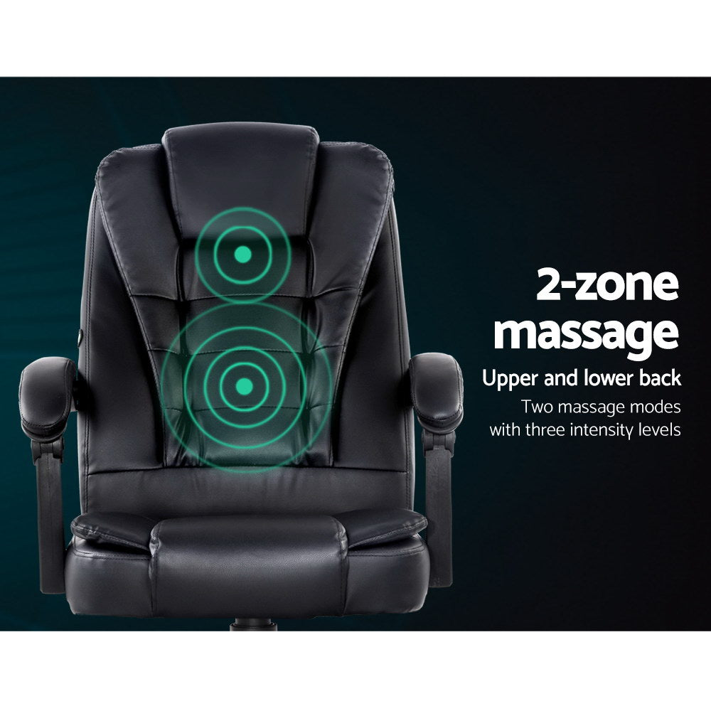 Massage Chairs: Artiss Massage Office Chair Executive Computer Gaming Chairs Black PU Leather
