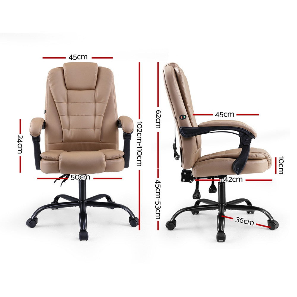 Massage Chairs: Artiss Massage Office Chair Executive Computer Gaming Chairs Brown PU Leather Espresso