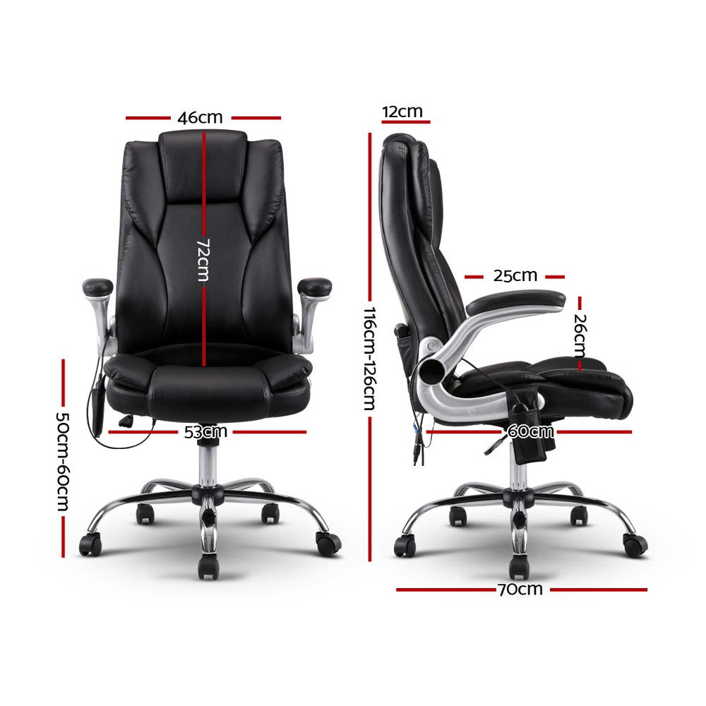 Massage Chairs: Artiss 8 Point Massage Office Chair PU Leather Black