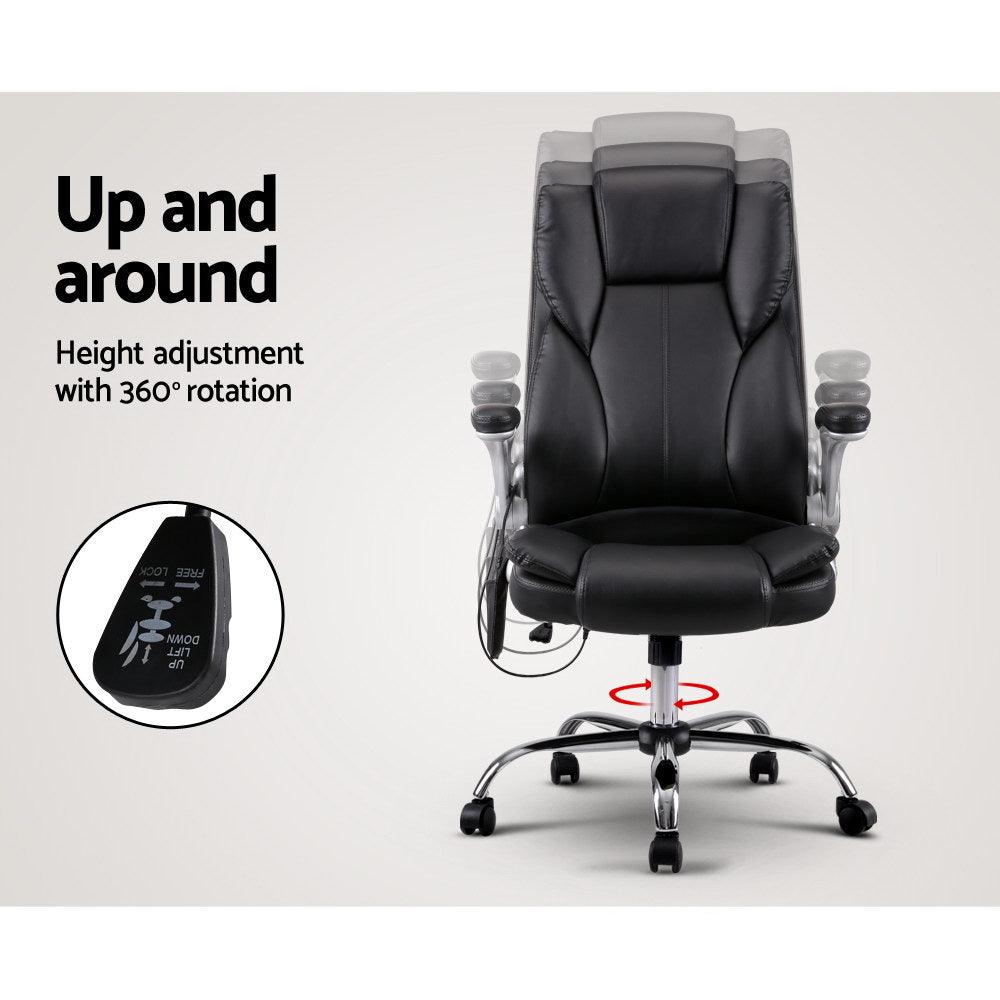 Massage Chairs: Artiss 8 Point Massage Office Chair PU Leather Black
