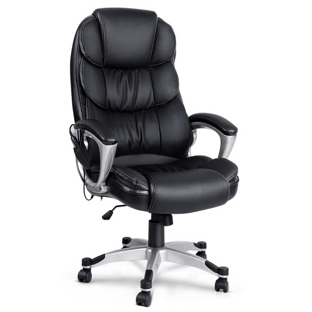 Massage Chairs: Artiss 8 Point Massage Office Chair Heated Seat PU Black