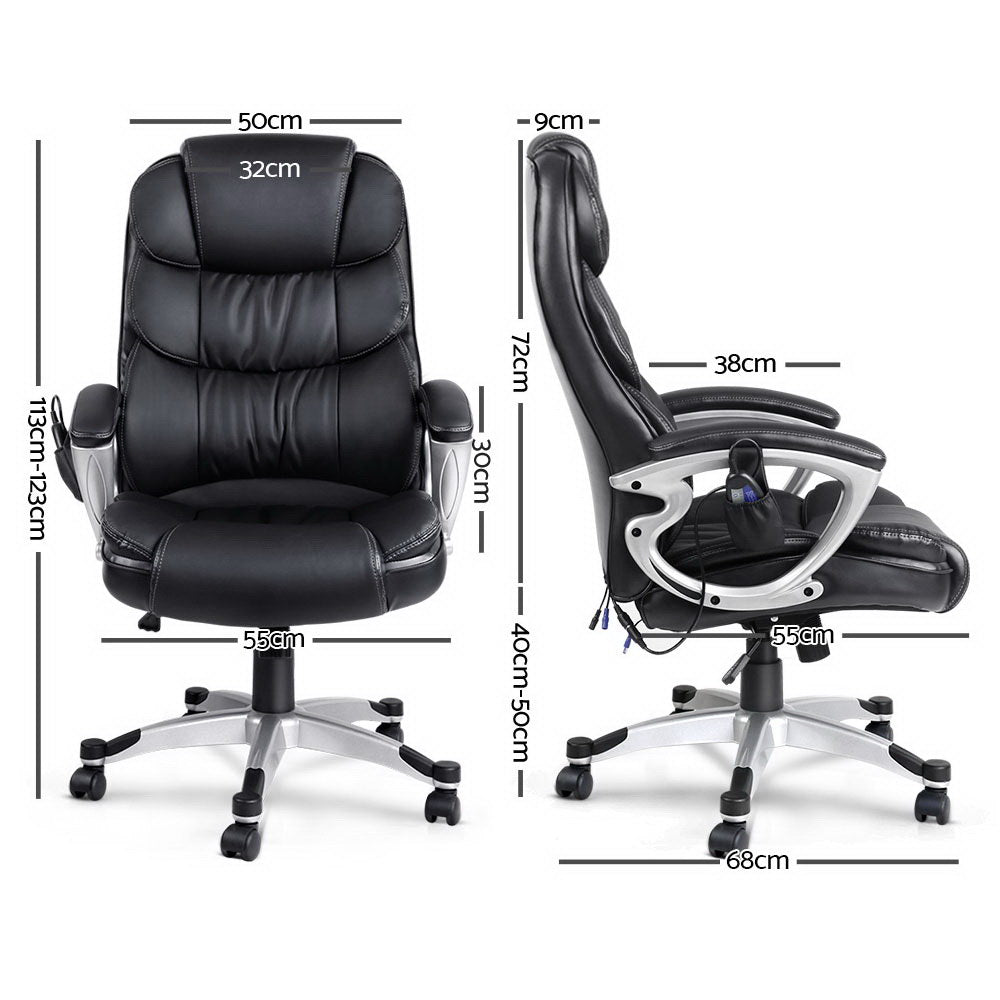 Massage Chairs: Artiss 8 Point Massage Office Chair Heated Seat PU Black