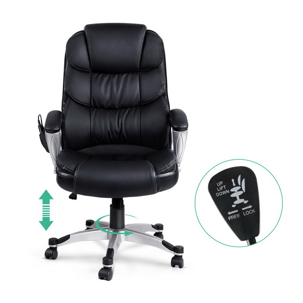 Massage Chairs: Artiss 8 Point Massage Office Chair Heated Seat PU Black