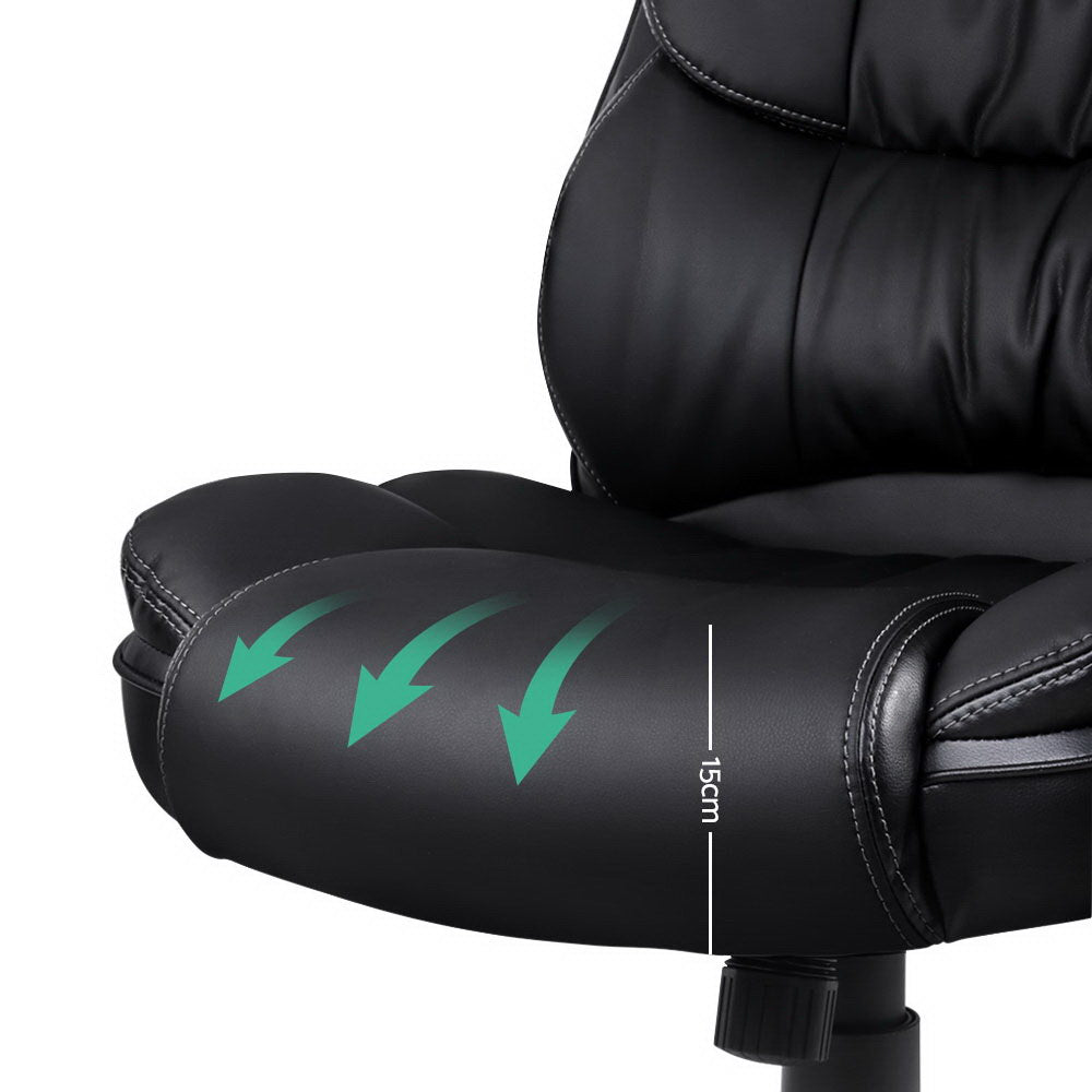 Massage Chairs: Artiss 8 Point Massage Office Chair Heated Seat PU Black