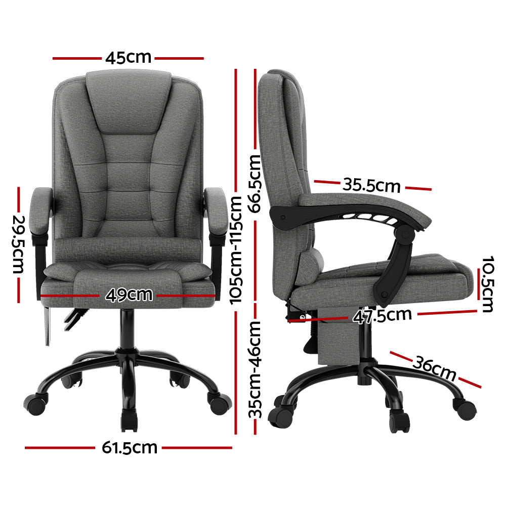 Massage Chairs: Artiss 2 Point Massage Office Chair Fabric Black