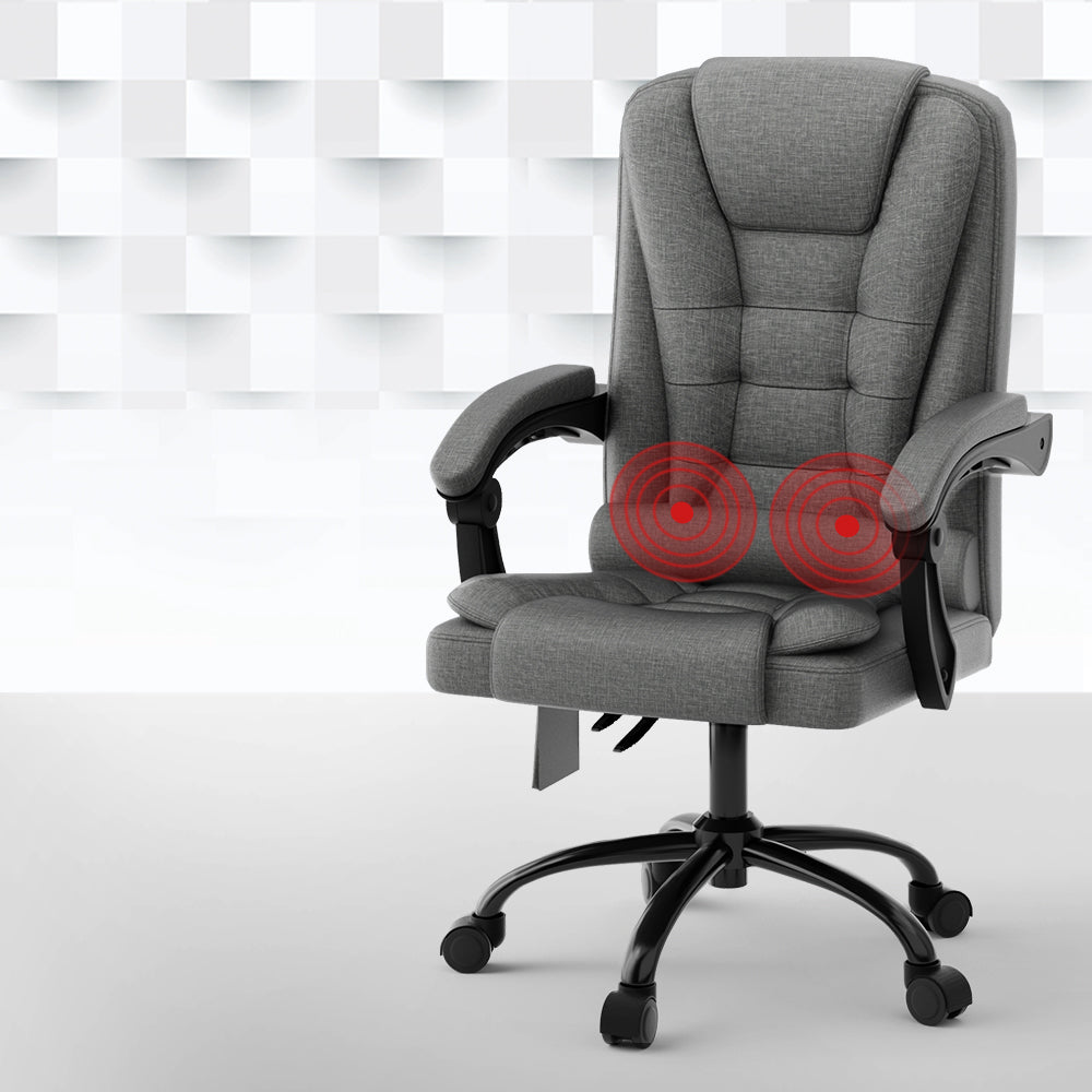 Massage Chairs: Artiss 2 Point Massage Office Chair Fabric Black