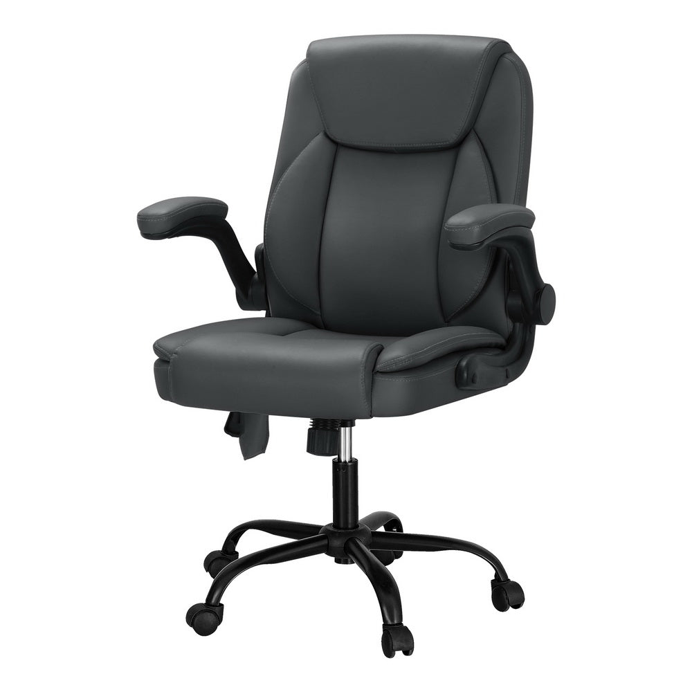 Massage Chairs: Artiss 2 Point Massage Office Chair Leather Mid Back Grey