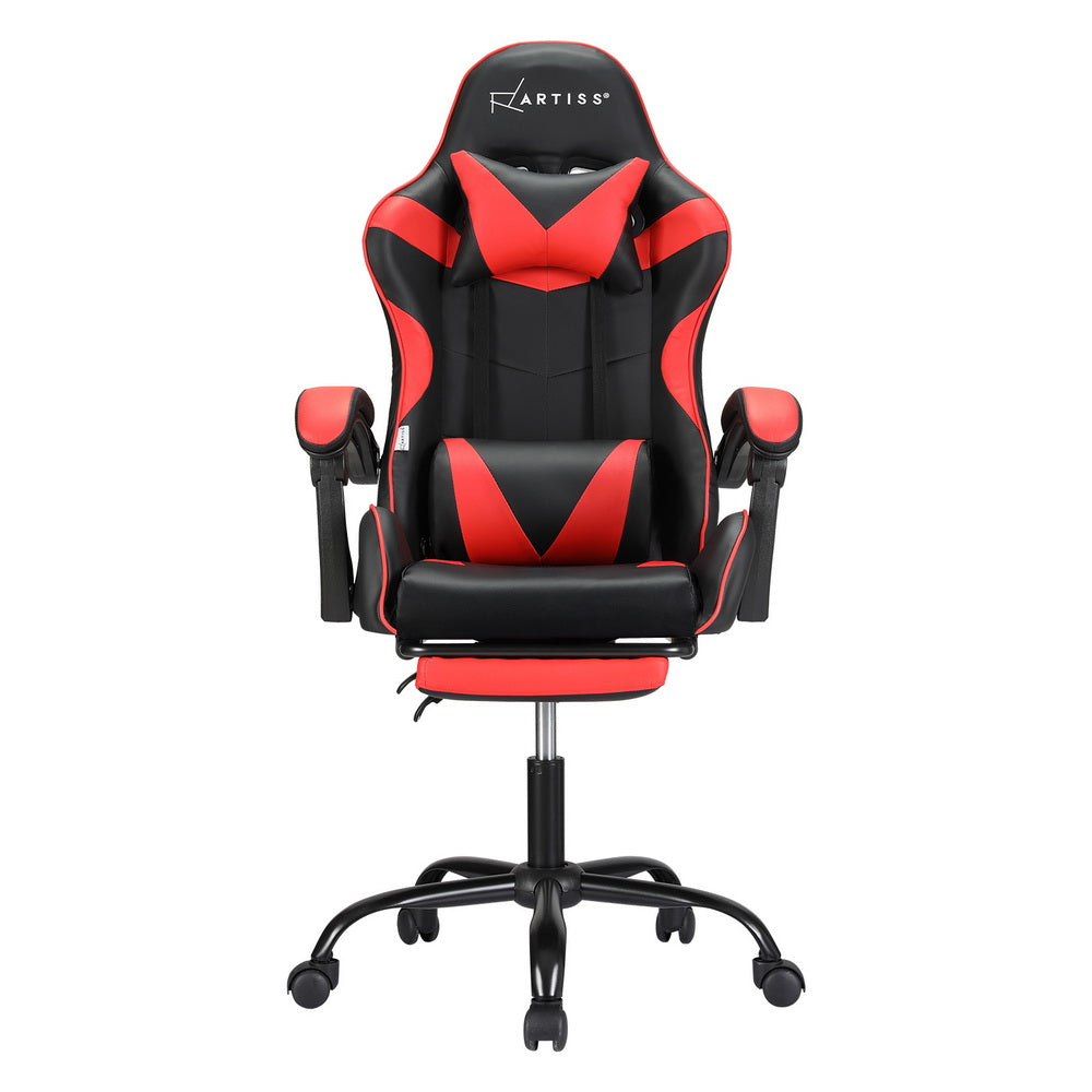 Massage Chairs: Artiss 2 Point Massage Gaming Office Chair Footrest Red