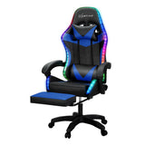 Massage Chairs: Artiss 6 Point Massage Gaming Office Chair 7 LED Footrest Blue