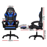 Massage Chairs: Artiss 6 Point Massage Gaming Office Chair 7 LED Footrest Blue