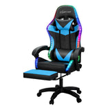 Gaming Chairs: Artiss 6 Point Massage Gaming Office Chair 7 LED Footrest Cyan Blue