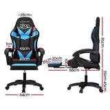 Gaming Chairs: Artiss 6 Point Massage Gaming Office Chair 7 LED Footrest Cyan Blue