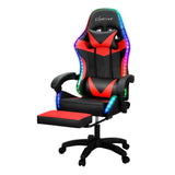 Massage Chairs: Artiss 6 Point Massage Gaming Office Chair 7 LED Footrest Red