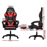 Massage Chairs: Artiss 6 Point Massage Gaming Office Chair 7 LED Footrest Red