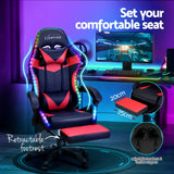 Massage Chairs: Artiss 6 Point Massage Gaming Office Chair 7 LED Footrest Red