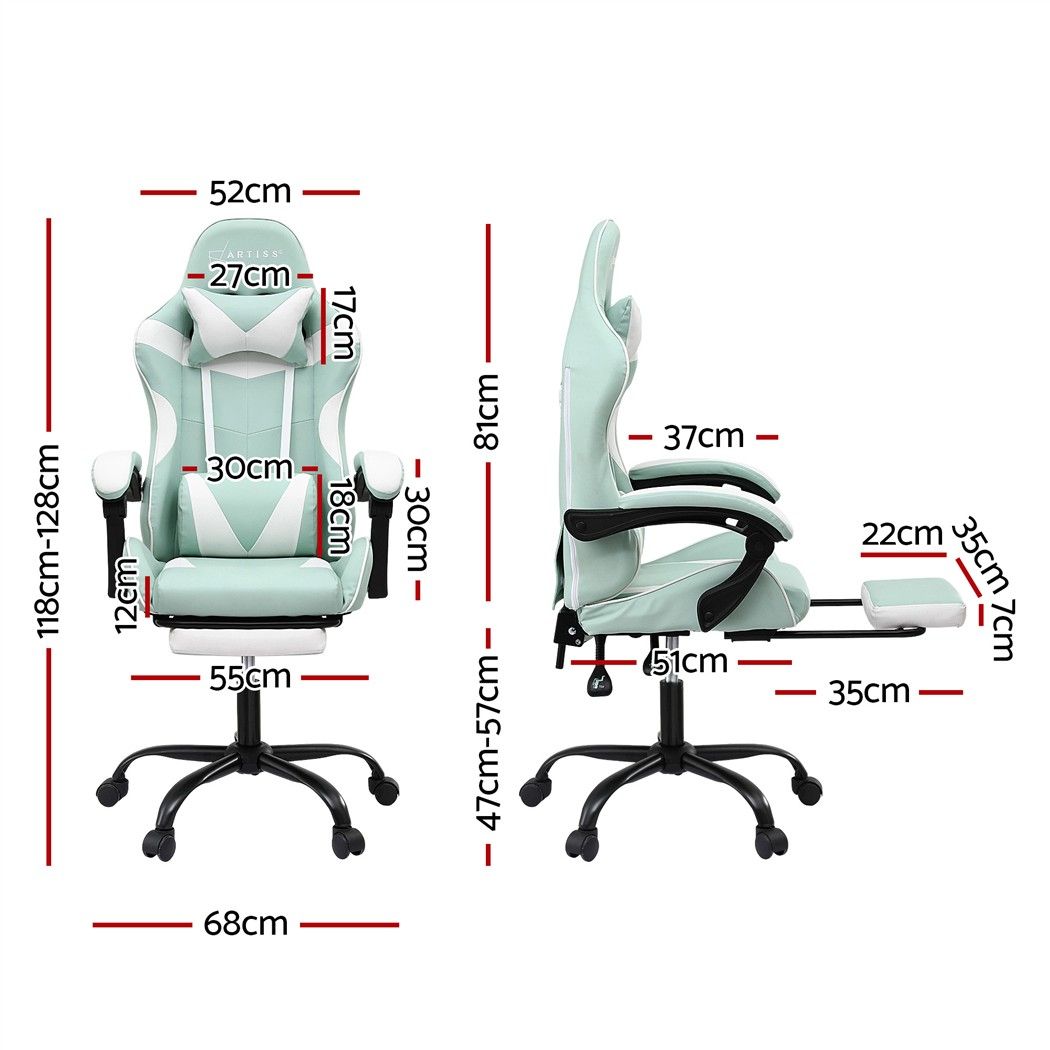 Artiss Ergonomic Gaming Office Chair with 2 Point Message Mint Green