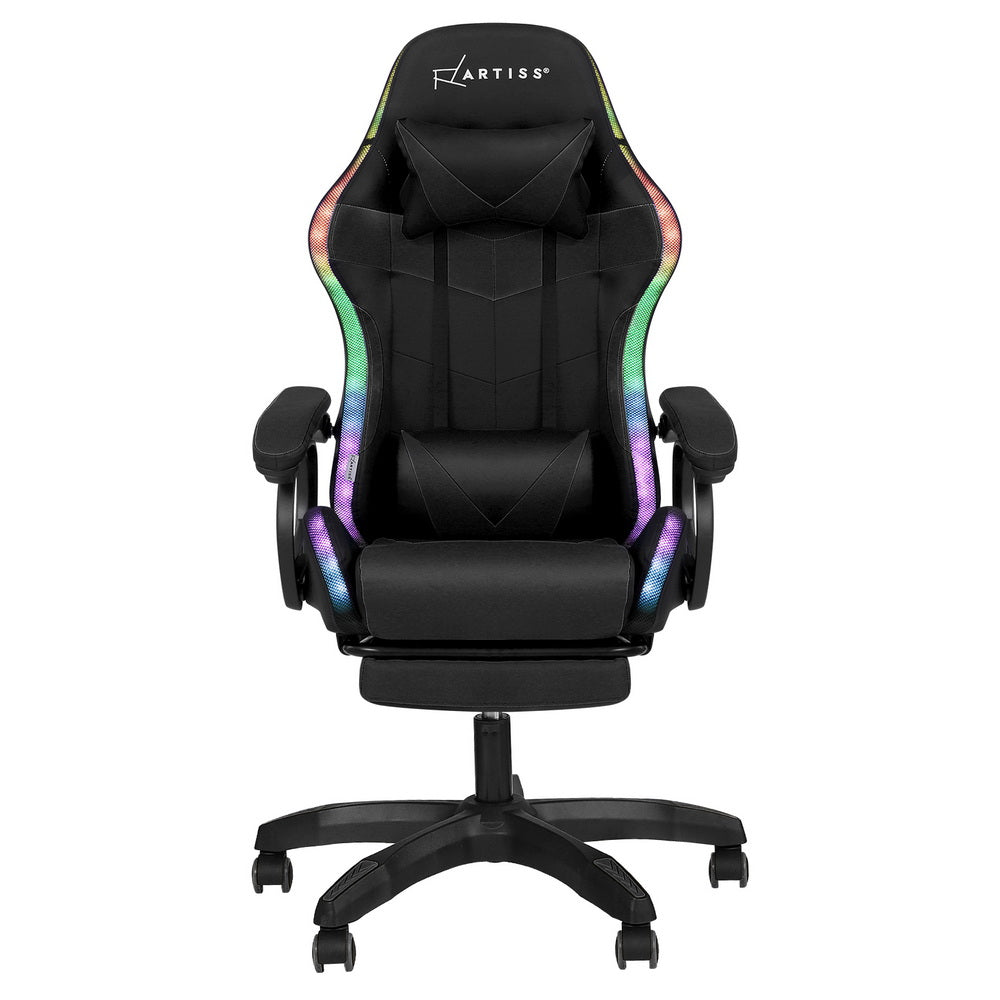 Office & Desk Chairs: Artiss Gaming Office Chair 12 RGB LED Massage Computer Work Seat Footrest Black