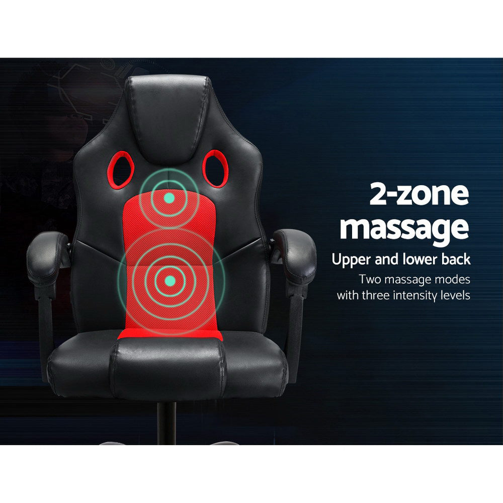 Massage Chairs: Artiss 2 Point Massage Gaming Office Chair PU Leather Red