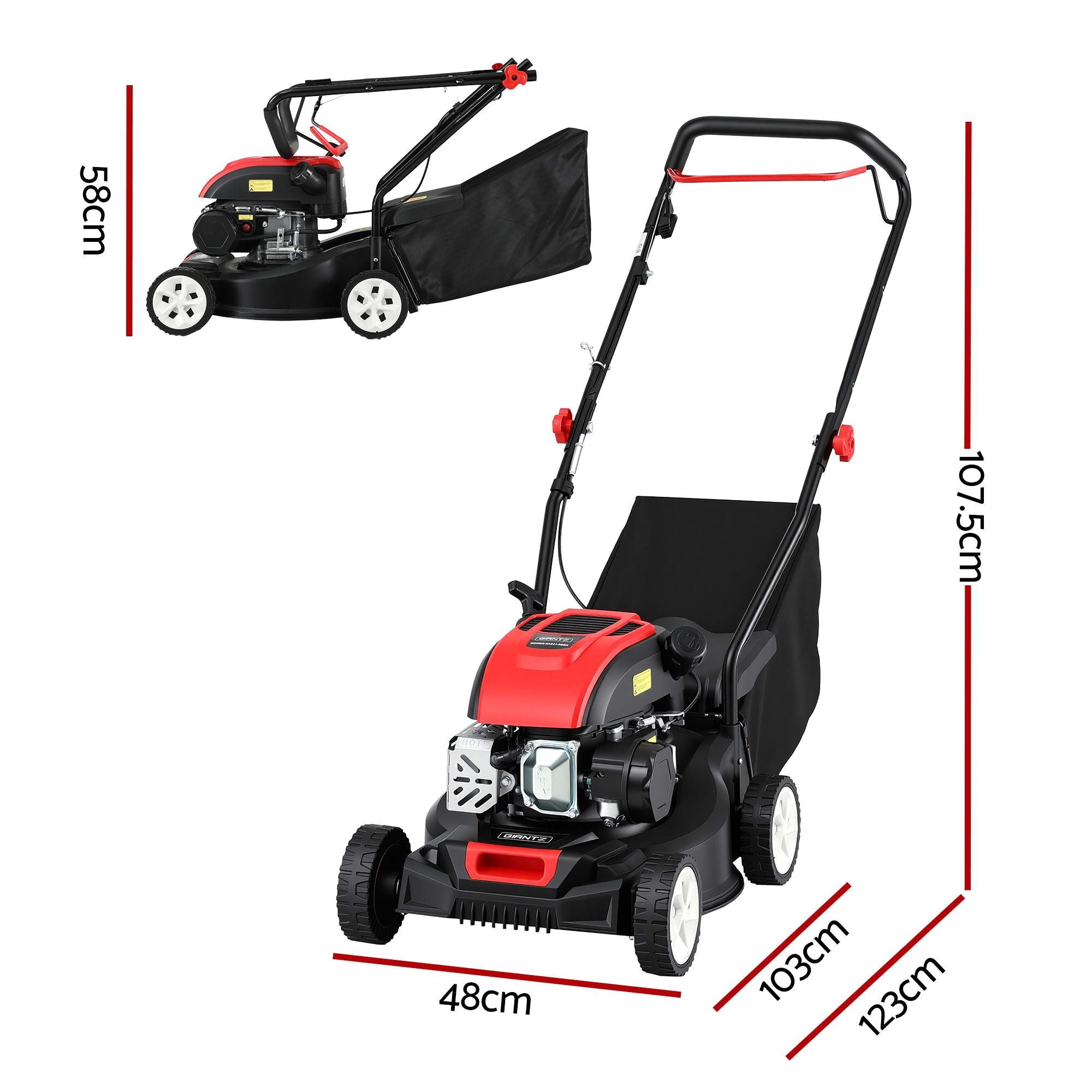 Giantz Petrol Lawn Mower 149cc 4 Stroke Hand Push 16in Grass Cutter Lawnmower
