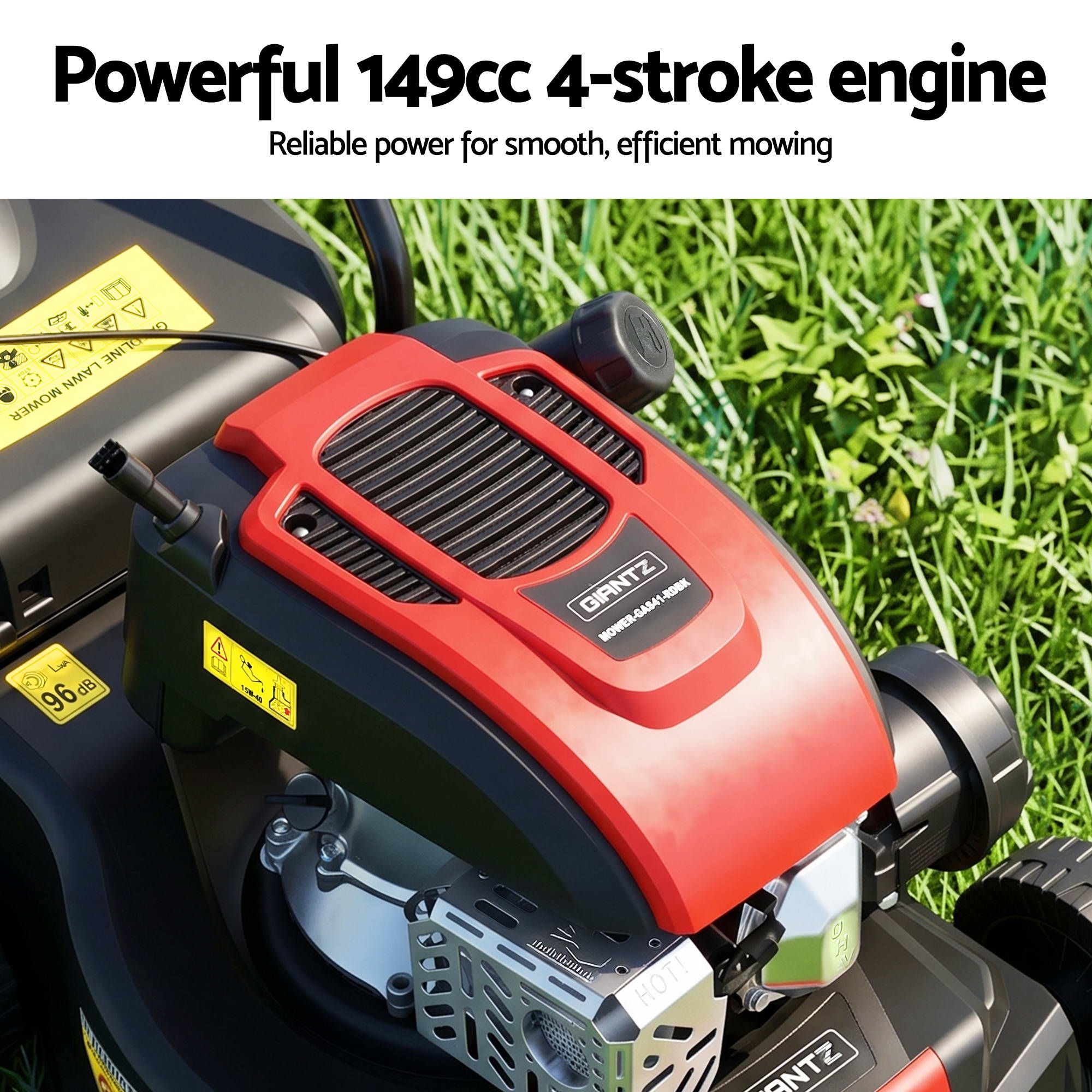 Giantz Petrol Lawn Mower 149cc 4 Stroke Hand Push 16in Grass Cutter Lawnmower