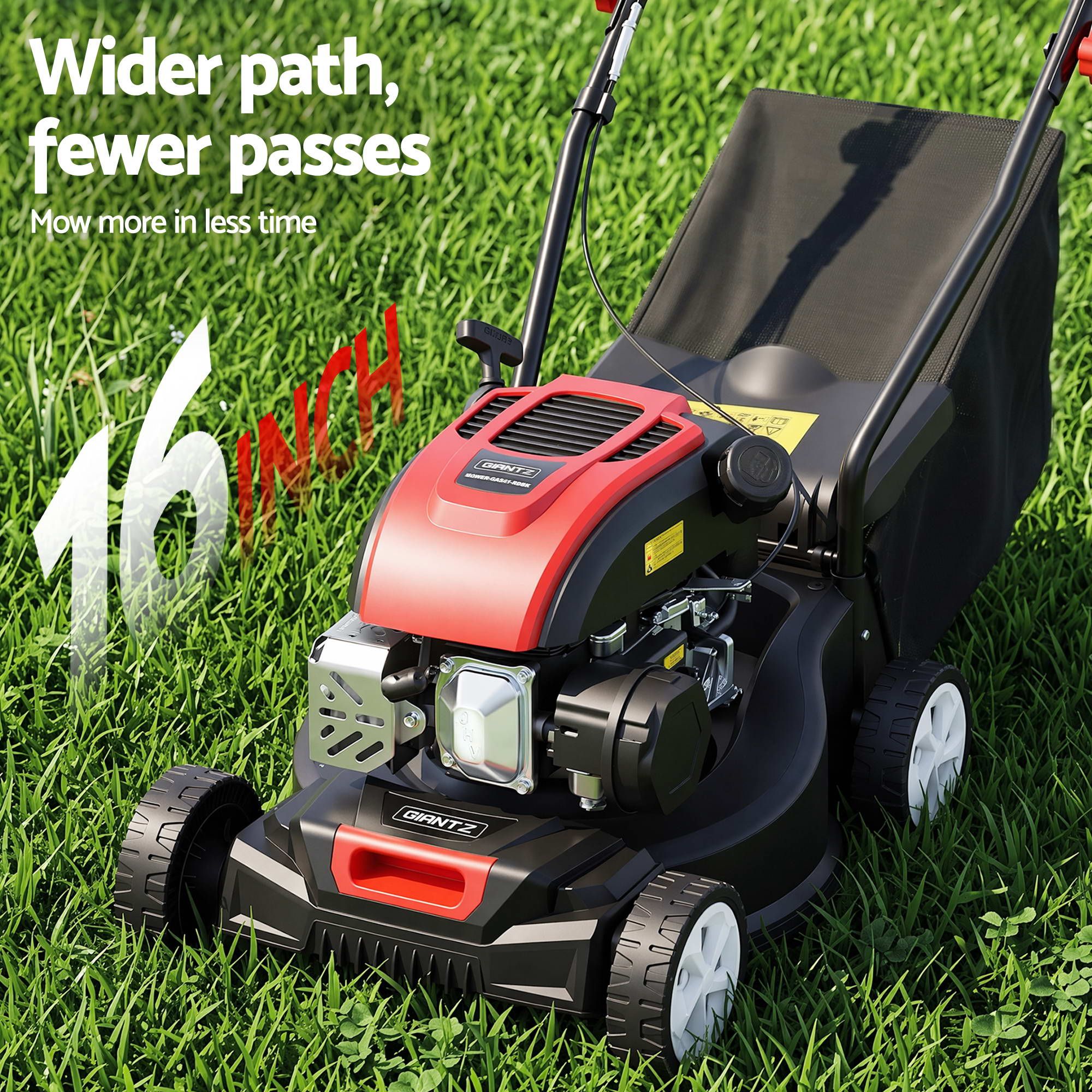 Giantz Petrol Lawn Mower 149cc 4 Stroke Hand Push 16in Grass Cutter Lawnmower