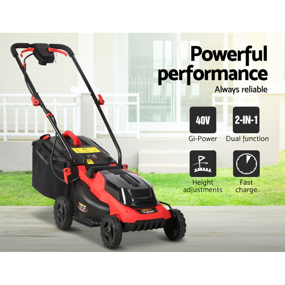 Outdoor Power Equipment: Giantz Lawn Mower Cordless 40V Battery Electric Lawnmower 34cm Width