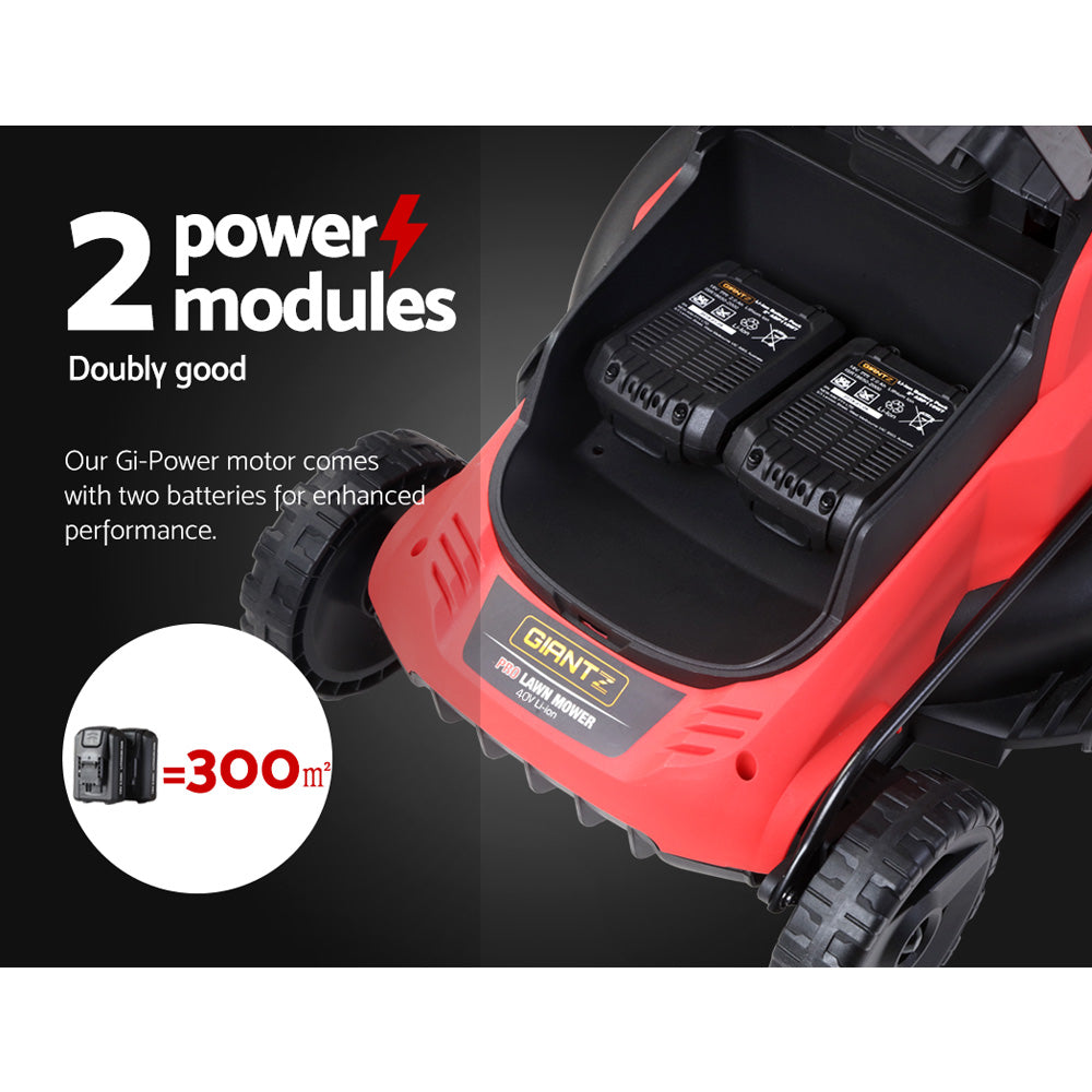 Outdoor Power Equipment: Giantz Lawn Mower Cordless 40V Battery Electric Lawnmower 34cm Width