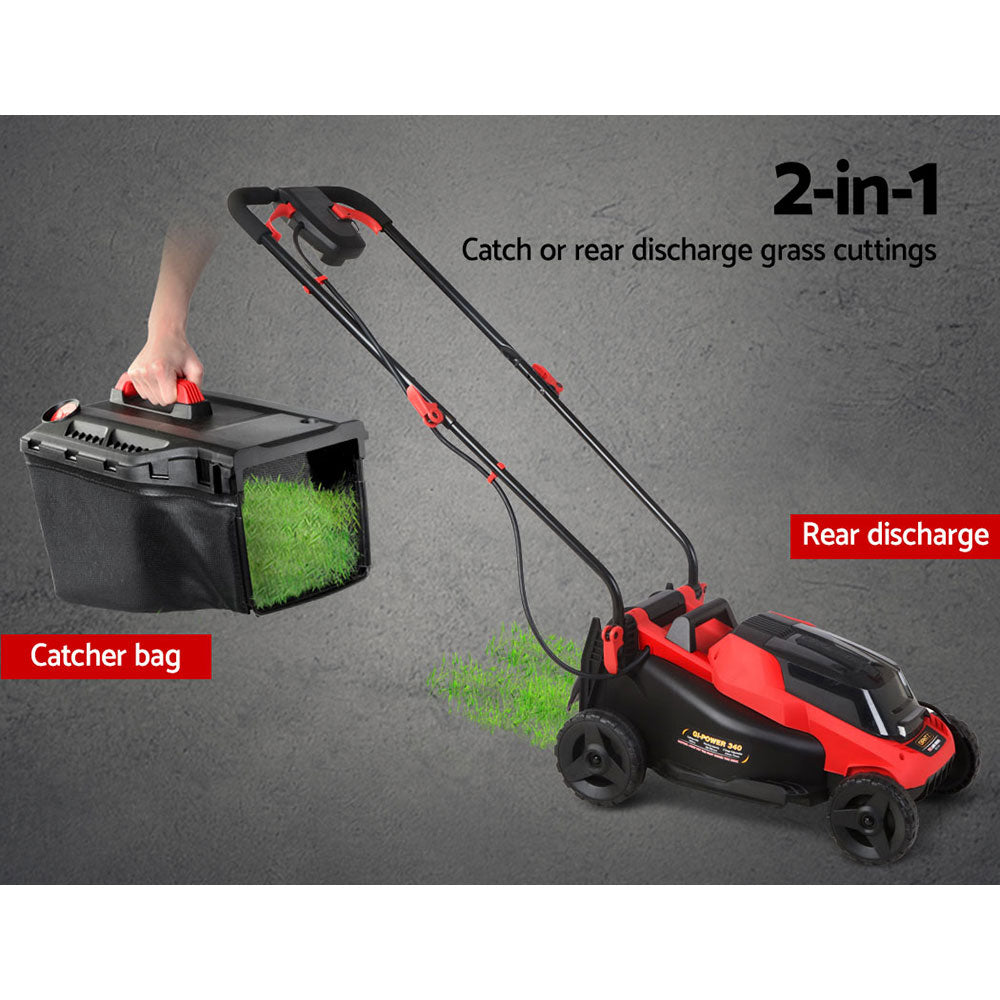 Outdoor Power Equipment: Giantz Lawn Mower Cordless 40V Battery Electric Lawnmower 34cm Width