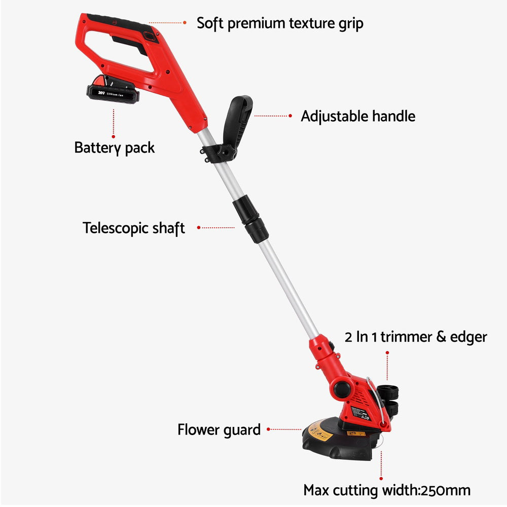 Gardening Tools: Giantz 20V Cordless Line Trimmer Lawn Whipper Grass Snipper
