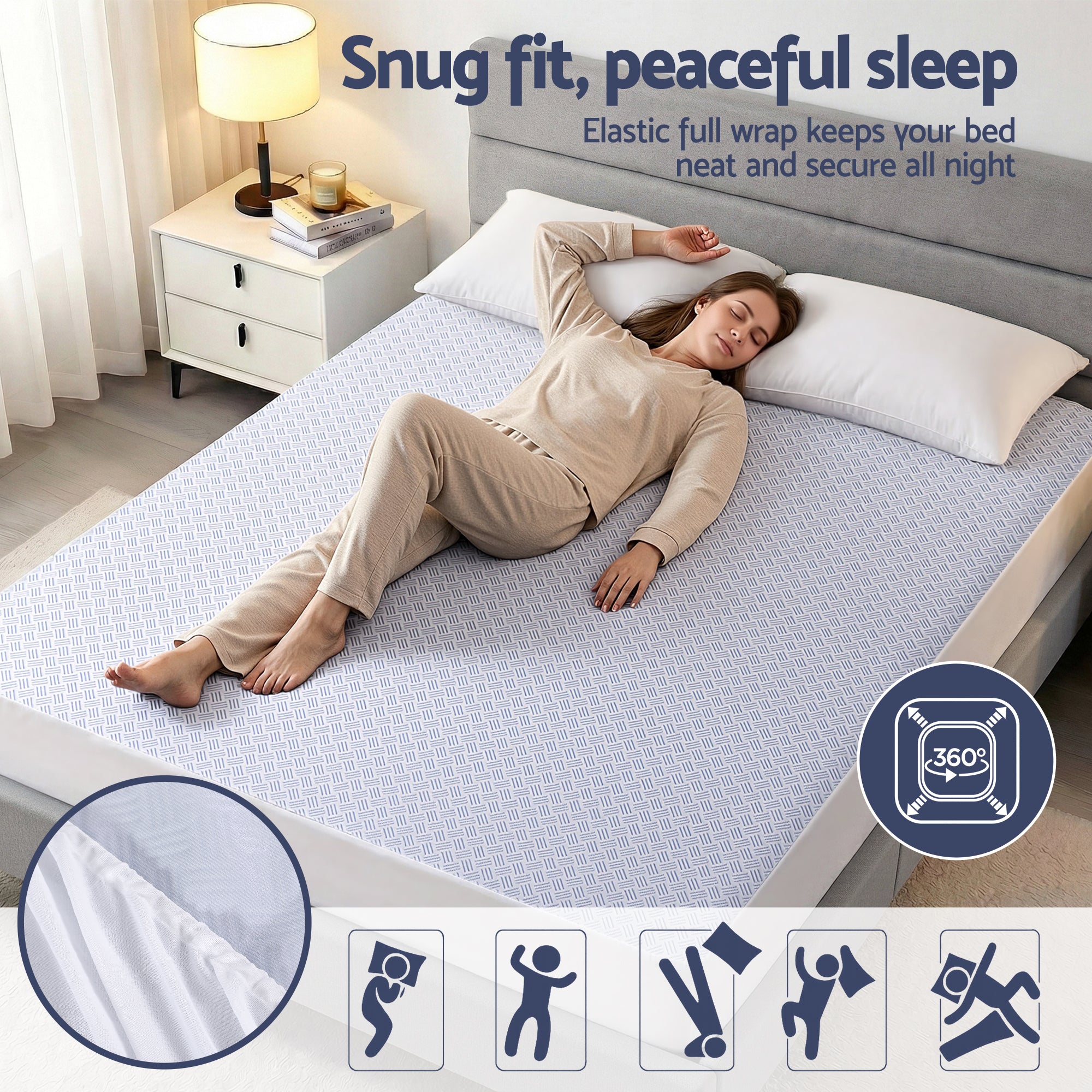 Mattress Protectors: Giselle Cooling Mattress Protector Waterproof Deep Pocket Fitted Cover Queen
