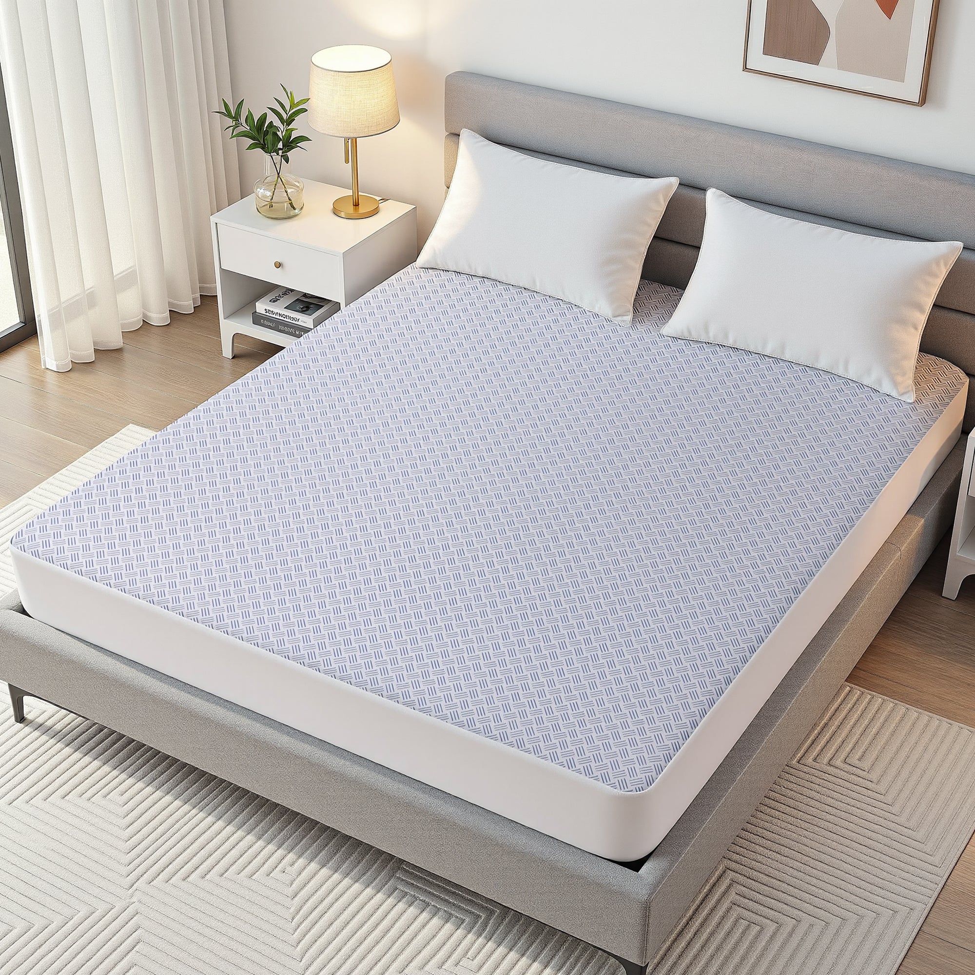 Mattress Protectors: Giselle Cooling Mattress Protector Waterproof Deep Pocket Fitted Cover Queen