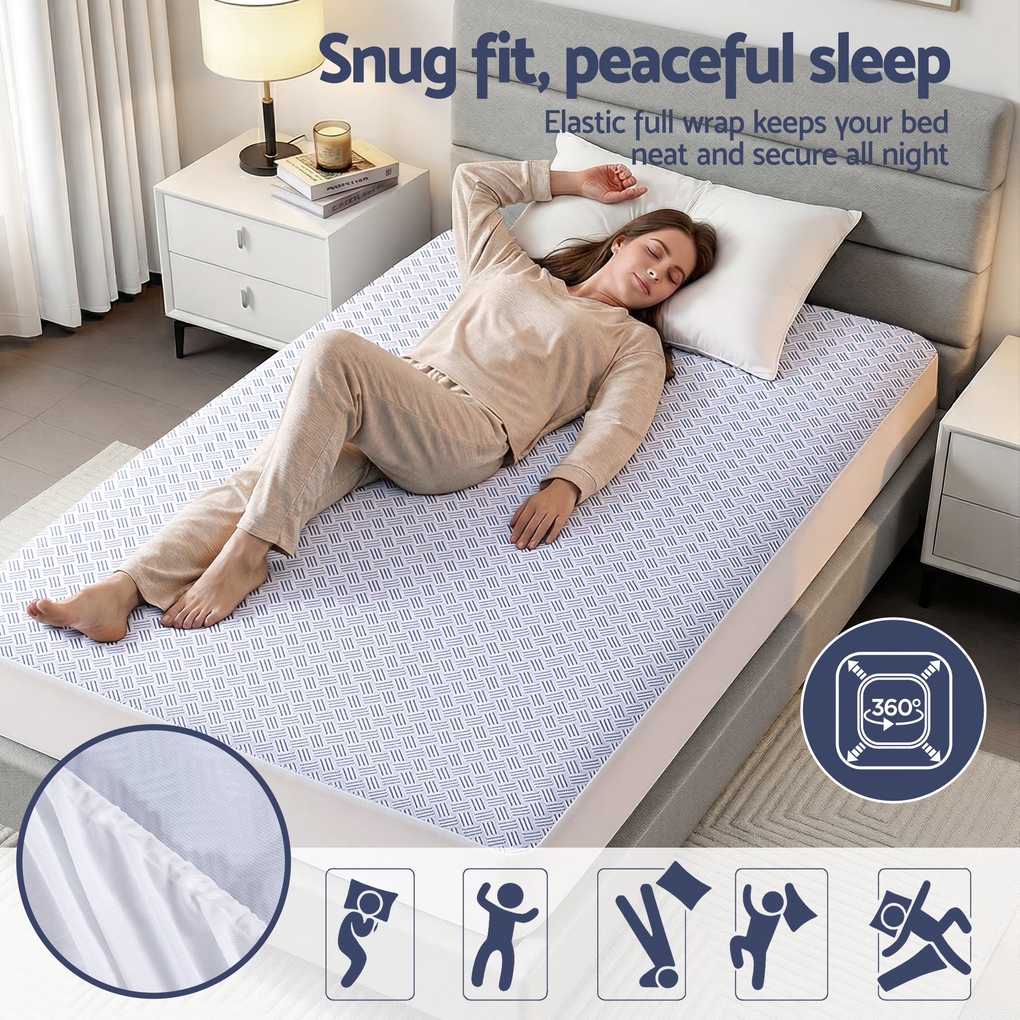 Mattress Protectors: Giselle Cooling Mattress Protector Waterproof Deep Pocket Fitted Cover Single