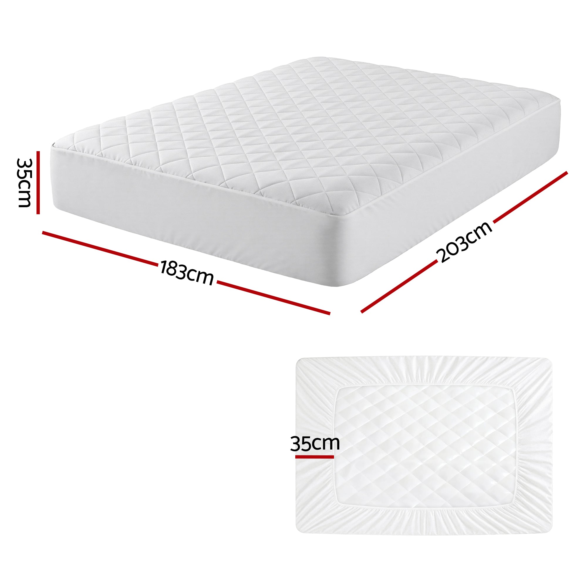 Mattress Protectors: Giselle Waterproof Mattress Protector 100% Cotton Quilted Fitted Cover King