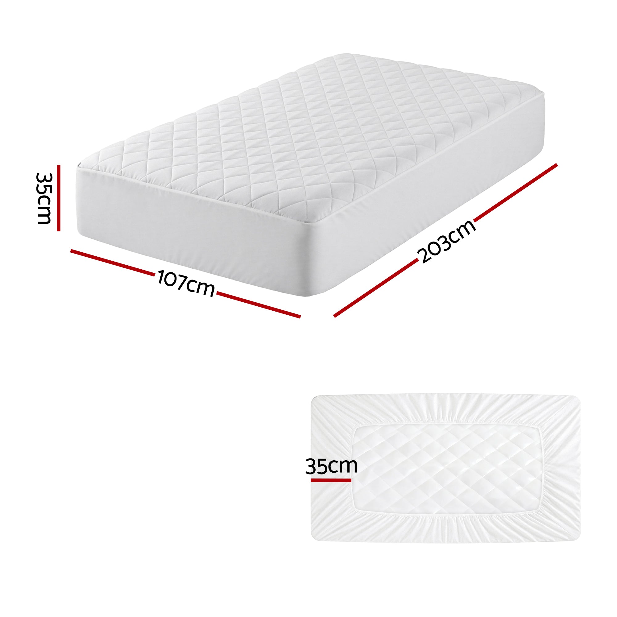 Mattress Protectors: Giselle Waterproof Mattress Protector 100% Cotton Quilted Fitted Cover King Single