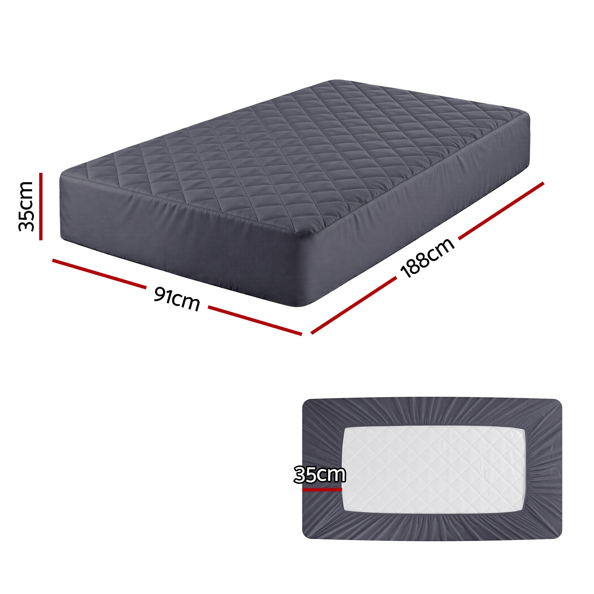 Mattress Protectors: Giselle Water-Resistant Mattress Protector Microfiber 35cm 360° Fit Single
