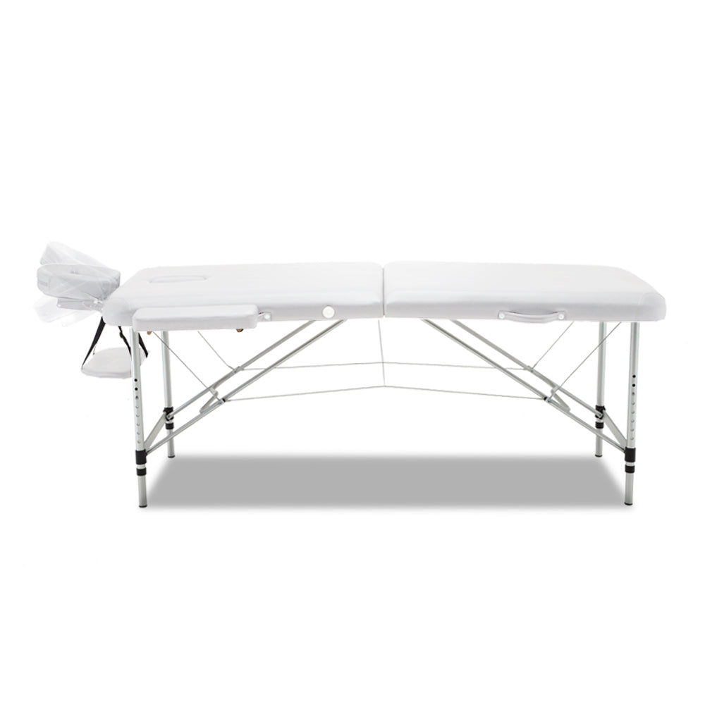 Massage Tables: Zenses Massage Table 75cm Portable 2 Fold Aluminium Beauty Bed White