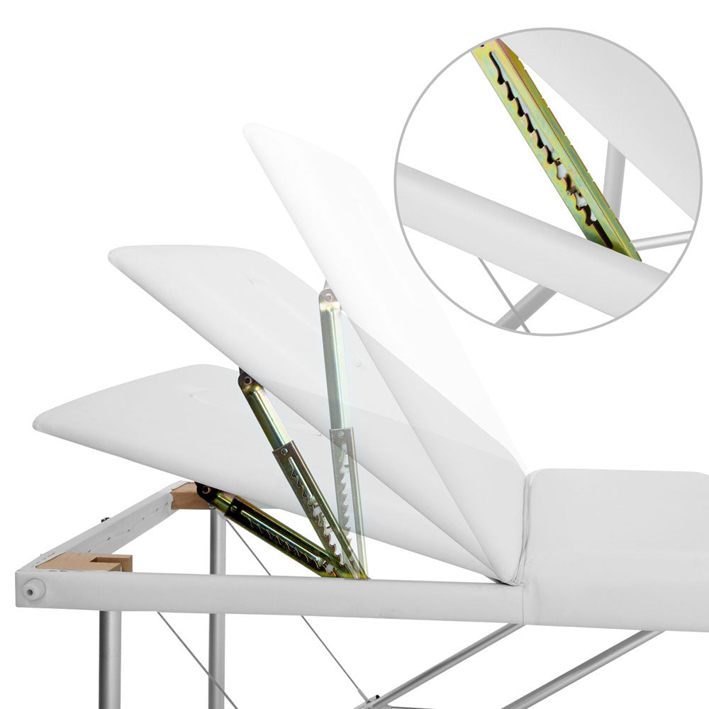 Zenses Massage Table 75cm Portable 3 Fold Aluminium Beauty Bed White