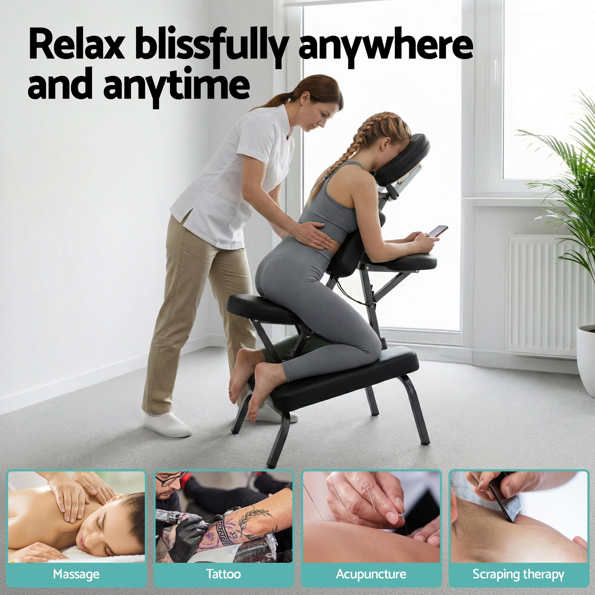 Massage Chairs: Zenses Portable Massage Chair Lightweight Folding Tattoo Lash Beauty Bed