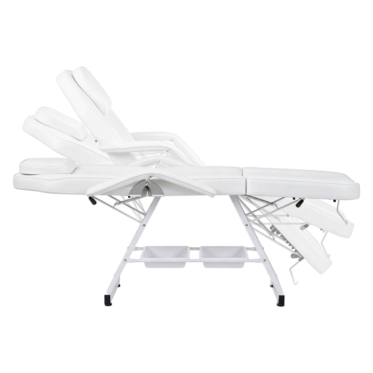 Zenses Beauty Bed with Stool, White, Adjustable Facial Massage Table, Tattoo Chair, Salon Services