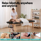 Zenses Massage Table 70cm Portable 2 Fold Wooden Beauty Waxing Therapy Bed Black