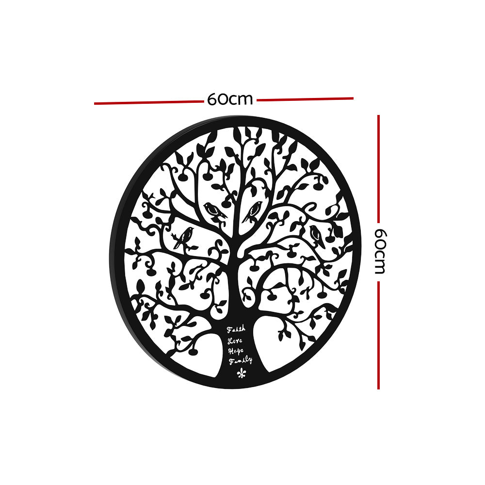 3D Wall Art: Artiss Metal Wall Art Hanging Sculpture Home Decor Leaf Tree of Life Round Frame