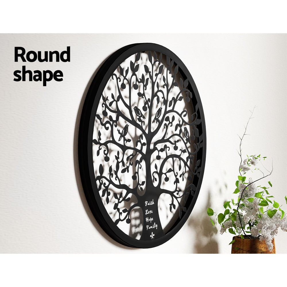 3D Wall Art: Artiss Metal Wall Art Hanging Sculpture Home Decor Leaf Tree of Life Round Frame